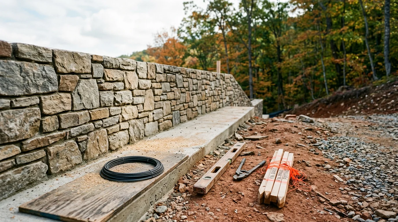 Red Stag Contracting crew pouring a concrete footer for a home foundation in Asheville, North Carolina