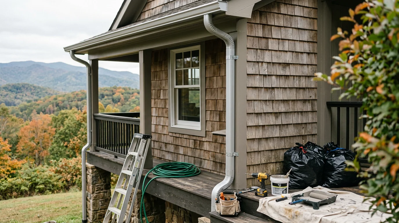 Red Stag Contracting handyman repairing a wall in an Asheville, North Carolina home